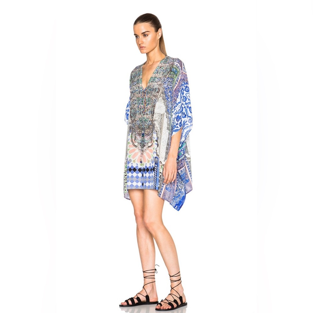 Camilla Mini Lace Up Caftan in Courtyard Of Maidens - Picture 2 of 16